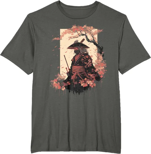 Vista 5 de Camiseta estética vintage samurái de arte japonés samurái retro cereza, Negro