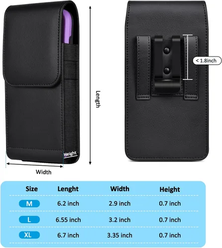 Vista 7 de Funda de cuero para teléfono ACCKUO con clip de cinturón de metal resistente y cierre magnético Compatible con iPhone 16/15/14/13/12 Pro y Non-Pro