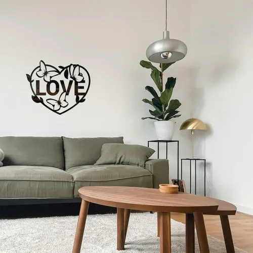 Vista 2 de Adhesivos de pared con espejo de corazón de amor, calcomanía de pared de espejo acrílico de mariposa, paredes de vinilo 3D, murales de bricolaje