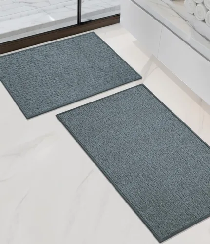 Vista 68 de Chakme Juego de 2 alfombras de baño ultrafinas, absorbentes, antideslizantes, lavables a máquina, color negro, 17 x 24 pulgadas / 17 x 30 pulgadas