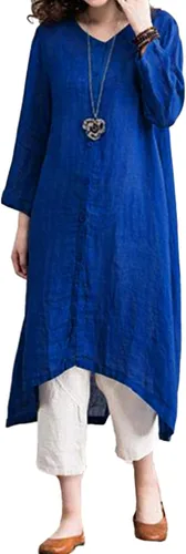 Vista 2 de ZANZEA Vestidos largos para mujer, estilo casual, a la moda, con lunares, de retazos, holgados