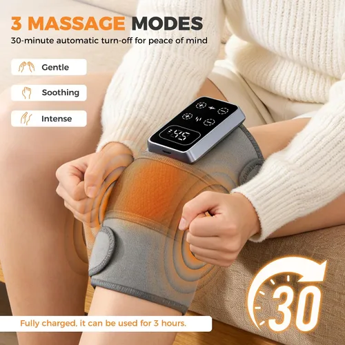 Vista 4 de YAZHI - Masajeador de rodilla inalámbrico para aliviar el dolor, rodillera eléctrica con calefacción, 5 niveles de calor y 3 modos de masaje