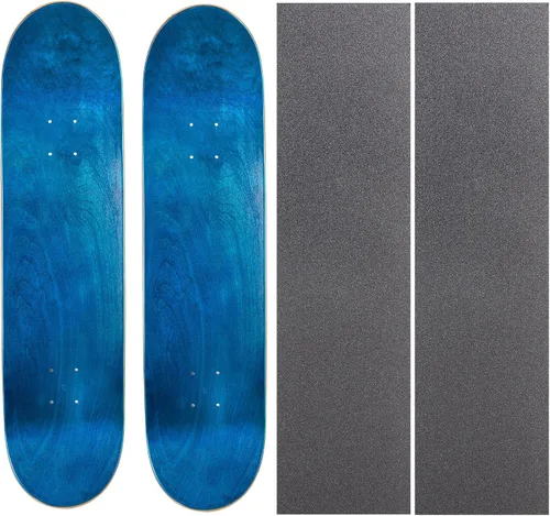 Vista 5 de Cal 7 Tablas de patineta en blanco con agarre, juego de 2 Natural