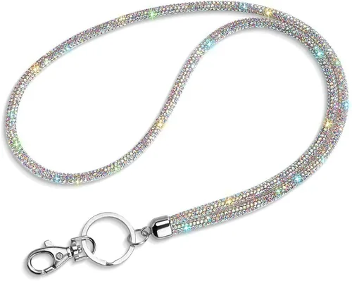 Vista 11 de Artscope Cordón para tarjetas de identificación, 34.8 pulgadas, correa de cuello de cristal brillante, cadena para mujer, collar (5 unidades)