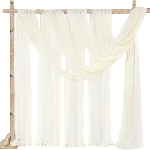 Vista 12 de Cortinas de boda con rosas polvorientas, 2 paneles de 6 yardas, cortinas de fondo transparentes para despedida de soltera, arcos de boda