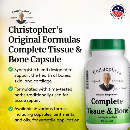 Vista 4 de Dr. Christopher's Original Formulas Cápsulas completas de fórmula de tejido y hueso, 100 unidades, 440 mg cada una