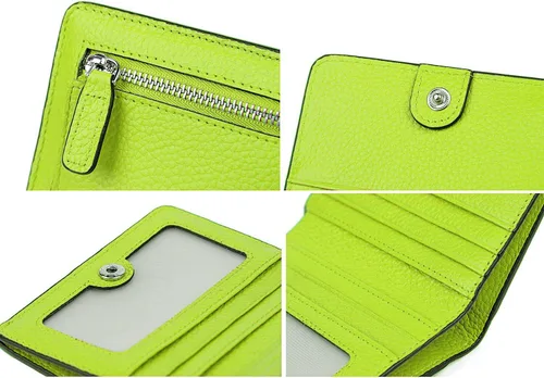 Vista 7 de BIG SALE-AINIMOER billetera de bolsillo pequeña con cremallera, plegable, compacta de cuero con bloqueo por identificación por radiofrecuencia