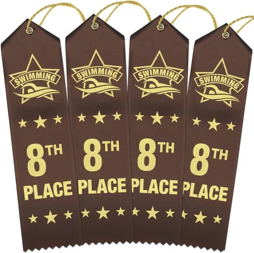 Vista 7 de RibbonsNow Cintas de natación 1er lugar - 100 cintas azules con tarjeta y cuerda 1er Lugar - Azul