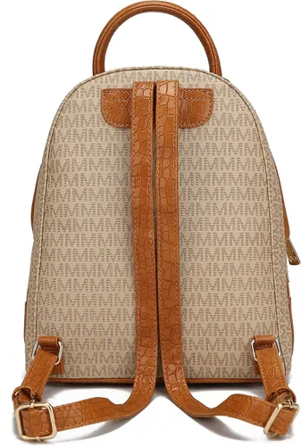 Vista 6 de MKF Collection Mochila para mujer, bolsa de viaje de cuero vegano con asa superior