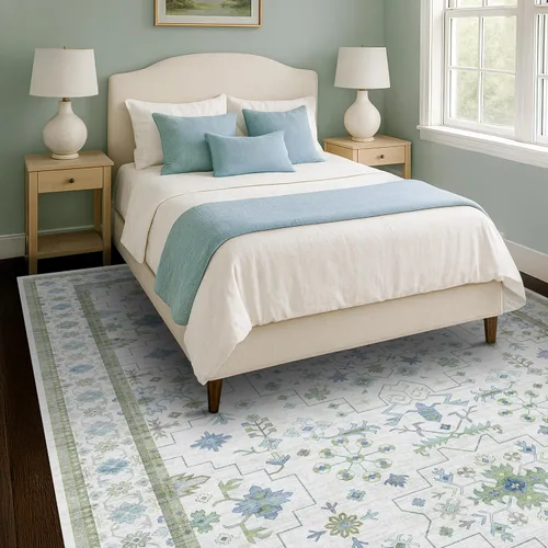 Vista 168 de Hazo Haus – Alfombra pequeña para entrada, cocina o baño, antideslizante con base de goma, resistente a las manchas y a la decoloración, diseño