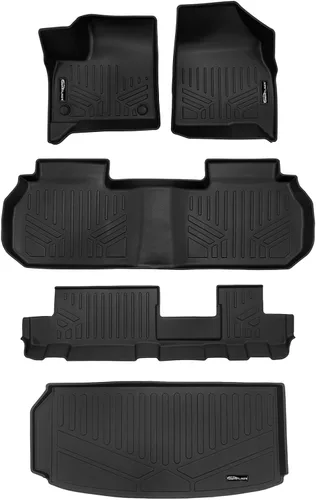 Vista 11 de SMARTLINER Juego de alfombrillas de piso de 2 filas compatibles con Chevrolet Traverse 2011-2017