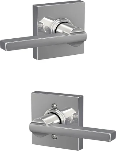 Vista 80 de Schlage F51A LAT 716 Latitude - Manija de puerta con bloqueo de entrada con llave, en acabado de bronce envejecido