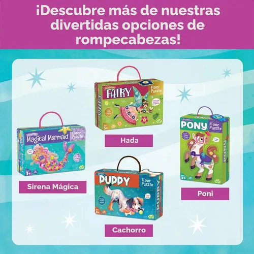 Vista 7 de Peaceable Kingdom Rompecabezas de piso de 44 piezas de unicornio brillante Un rompecabezas gigante que construye enfoque y paciencia. Incluye caja