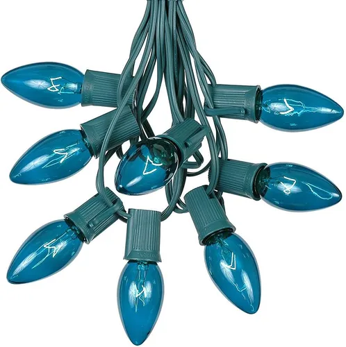 Vista 11 de Juego de luces de Navidad transparentes C9, cadena de luz para interior o exterior, para árbol de Navidad, luces colgantes para la línea de techo