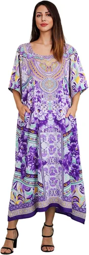 Vista 47 de Miss Lavish London - Kaftán largo para mujer - Kaftán de playa africano y kaftan moderno para fiesta y bodas 109-azul