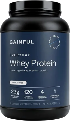 Vista 10 de Gainful Everyday Whey Protein en polvo, 0.81 oz de proteína, sin sabor, 14 porciones