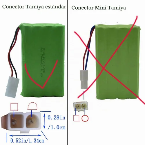 Vista 2 de Blomiky Paquete de 2 baterías AA recargables NiMH de 9.6 V 2000 mAh con conectores estándar Tamiya enchufe y cable USB para auto tanque RC