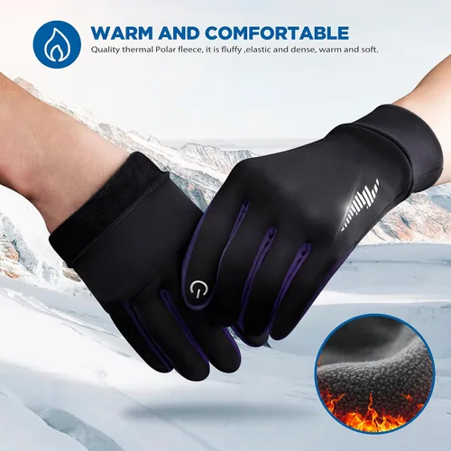 Vista 2 de SIMARI - Guantes de invierno para hombres y mujeres, para pantalla táctil, guantes de invierno, guantes de trabajo para correr, conducir, montar