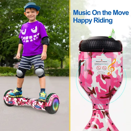 Vista 2 de FLYING-ANT Hoverboards Certificado UL 6.5 Patinete Inteligente Scooter Eléctrico de Dos Ruedas con Autobalance con Luz Bolsa Gratis y Cargador Rosa