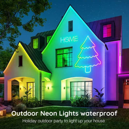 Vista 6 de Tira de luces de neón de 20 pies, cuerda de luces LED flexible con aplicación/control remoto, múltiples modos de luces, luces de neón LED RGB IP65