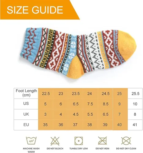 Vista 4 de FYC Winter Womens Socks Wool Warm Thick Knit Cozy Crew Casual Vintage Soft Socks for Women Christmas Gifts Socks 5 Pairs