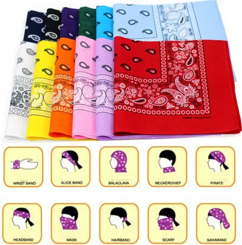 Vista 2 de BSLINO Bandanas 22 X 22 pulgadas 100% algodón novedad impresión de doble cara Paisley Cowboy Bandana Party Favor bufanda diadema pañuelos, Paisley