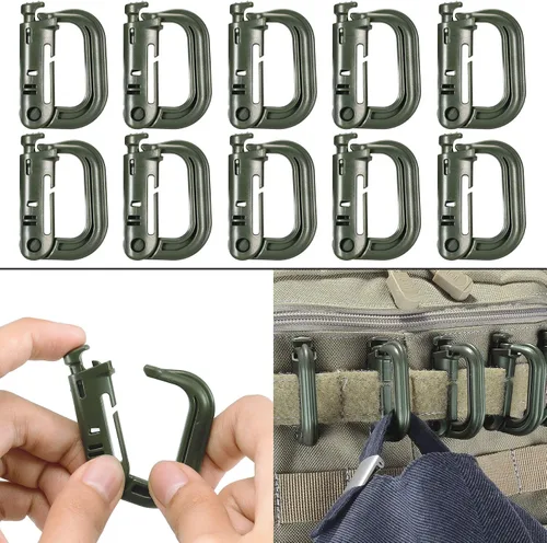 Vista 3 de BOOSTEADY 36 piezas de accesorios para cinturón de mochila táctica y chaleco, anillas en D, clip de bloqueo Grimloc, cuerdas elásticas Web