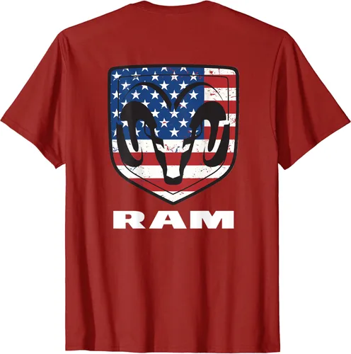 Vista 2 de Ram Truck Shield Flag - Camiseta delanteratrasera, Rojo
