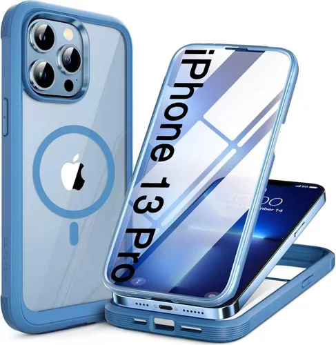 Vista 171 de Miracase - Funda magnética para iPhone 13 Pro Max de 6.7 pulgadas (compatible con MagSafe), transparente, completo, protector de pantalla de vidrio