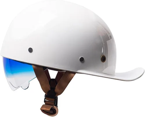 Vista 11 de Gorra de béisbol con casco de motocicleta medio, casco de moto con cara abierta de estilo vintage para adultos, hombres y mujeres, para crucero