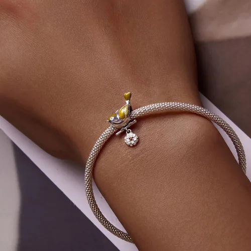 Vista 4 de MUNDELL Authentic 925 Sterling Silver Mom Heart Shaped Pistol with Rose Charm for Original Silver Bracelet or Bangle Jewelry Make Pendants