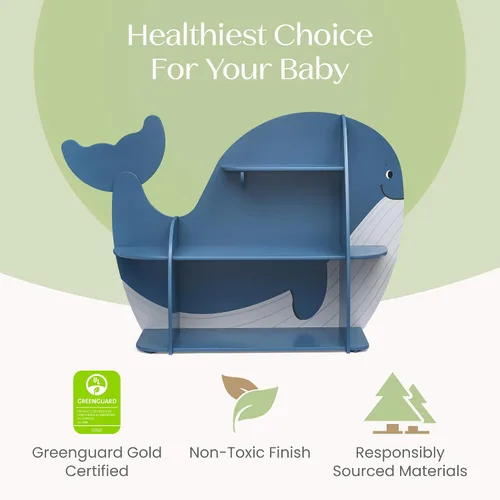 Vista 5 de Delta Children - Estantería Whale, certificación Greenguard Gold, color azul