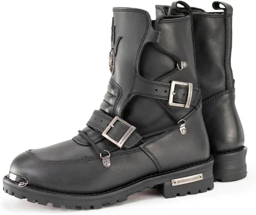 Vista 7 de Milwaukee Leather MBM9076 Botas de cuero tácticas tipo logger negras para hombre con mejora de hebilla - 7