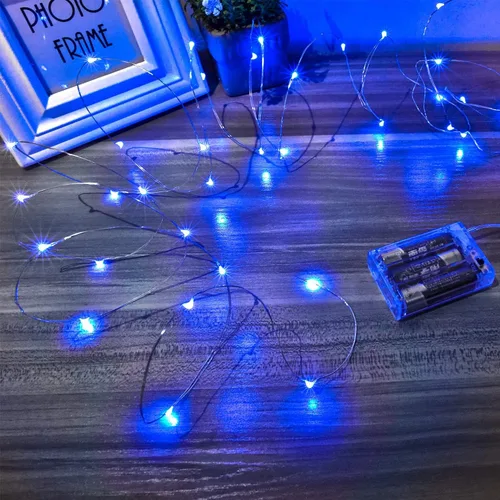 Vista 12 de Ariceleo Mini guirnalda de luces de Halloween que funcionan con pilas, 1 paquete de luces nocturnas de alambre de cobre, 3 luces AAA para Naranja