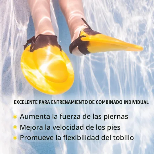 Vista 3 de FINIS Positive Drive - Aletas de natación para los cuatro tiempos, ajuste ergonómico, correa de talón ajustable, color amarillo/negro