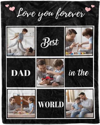 Vista 18 de D-Story Mantas para papá, manta de regalo personalizada de hija, manta para el Día del Padre, regalos para papá de parte de la hija, manta con fotos