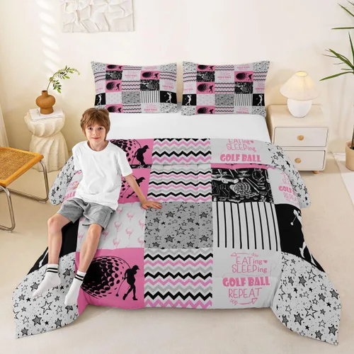 Vista 19 de Erosebridal Softball Comforter Set Patchwork Buffalo Plaid Twin Bedding Sets for Girls Kids Teens Child Galaxy Stars Ball Game Baseball Comforter