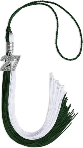 Vista 184 de Endea Graduation Borla de doble color con dije de plata brillante (negro/oro antiguo, 2025)