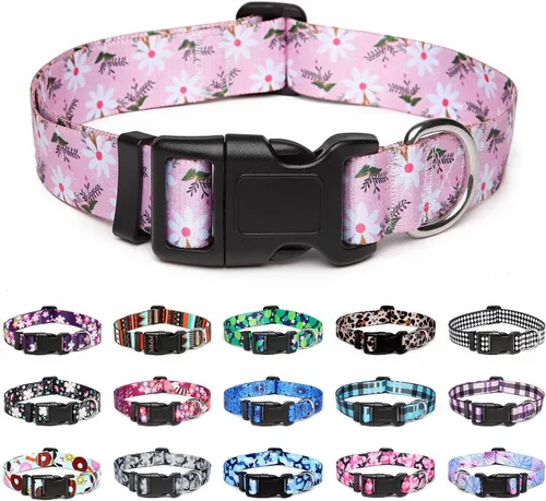 Vista 22 de Mercano - Collar ajustable para perro, patrones de diseño especial, collar de nailon suave cómodo y duradero para perros pequeños, medianos