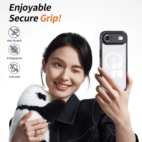 Vista 5 de Funda magnética para iPhone 17 Air, compatible con MagSafe, panel trasero transparente que nunca se pone amarilla, protector de cámara, imanes