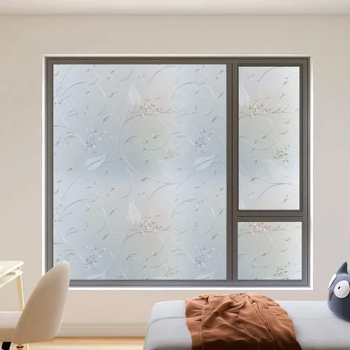 Vista 5 de Película de privacidad esmerilada para ventana, calcomanías decorativas de vinilo para ventana, adhesivos estáticos, sin pegamento, película