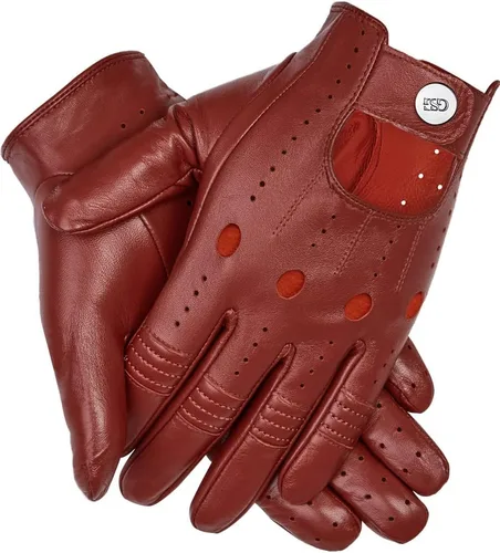Vista 14 de GSG Guantes de cuero genuino para hombre de piel de oveja negros para conducir en bicicleta con pantalla táctil, guantes de motocicleta sin forro
