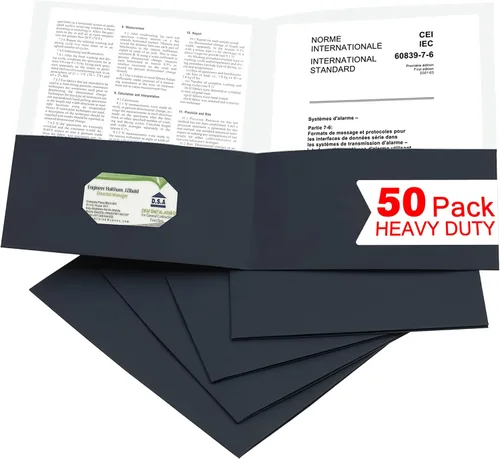 Vista 16 de Zzrywuty 100 Paquetes de Carpetas de Archivo de Dos Bolsillos con Ranura para Tarjetas de Visita, Papel Texturizado, Tamaño Carta, Capacidad