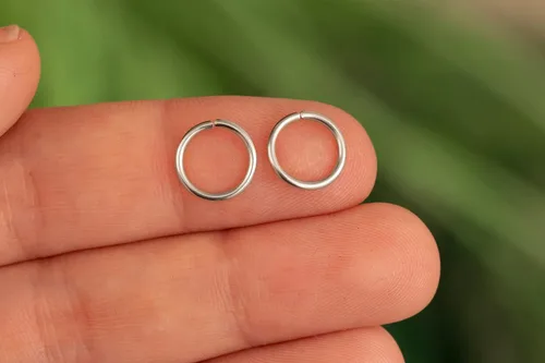 Vista 93 de Aretes de aro de oro de plata – Aretes de aro para mujer, dos piezas de aros de plata fina rellenos de oro, aro de hélice, anillo de tragus, aro