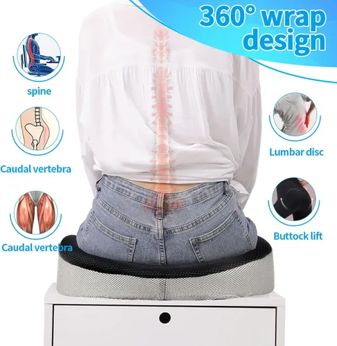 Vista 5 de Cojín de asiento de espuma viscoelástica, cojín de asiento de alivio de presión para dolor de coxis, almohada de cadera cómoda antideslizante, cojín