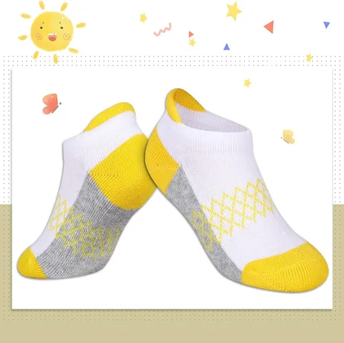 Vista 5 de Calcetines para niñas paquete de 6 calcetines atléticos al tobillo para niños suela acolchada calcetines casuales de corte bajo para niños pequeños