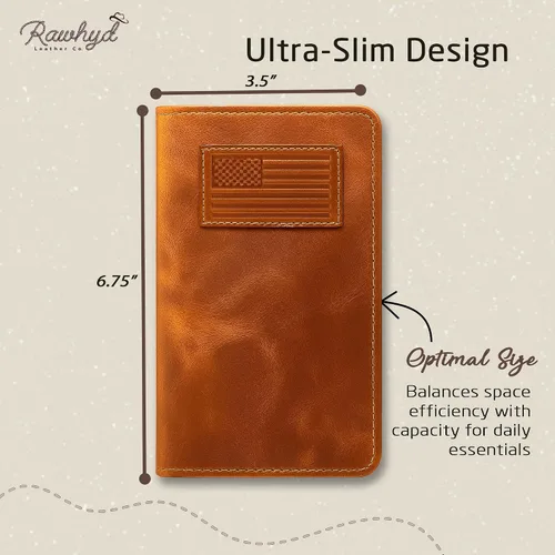 Vista 2 de RAW HYD - Cartera larga de cuero para hombres Funda de chequera doble un gran regalo para hombres