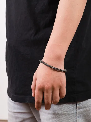 Vista 5 de HAQUIL Pulsera vikinga de acero inoxidable con cabeza de oso de lobo, cuervo y oso para hombre, joyería vikinga, regalos
