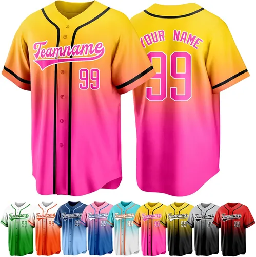 Vista 28 de Custom Baseball Jersey Personalized Short Sleeve Team Sport Uniform Baseball Shirt for Men Women Youth Boy