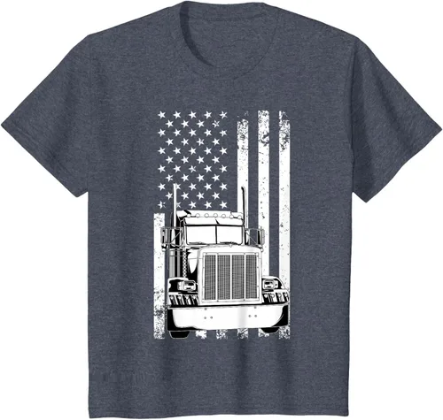 Vista 82 de Camión conductor bandera americana camionero vintage hombres mujeres regalo camiseta